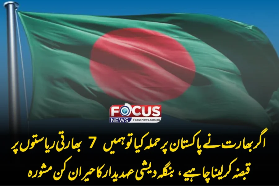 اگر بھارت نے پاکستان پر حملہ کیا تو ہمیں 7 بھارتی ریاستوں پر قبضہ کر لینا چاہیے، بنگلہ دیشی عہدیدار کا حیران کن مشورہ