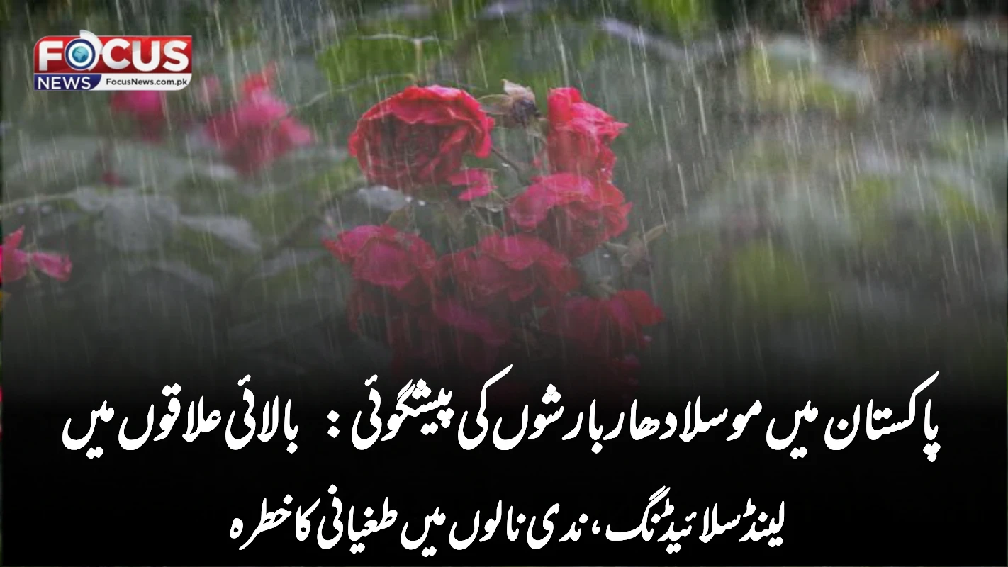 پاکستان میں موسلادھار بارشوں کی پیشگوئی: بالائی علاقوں میں لینڈ سلائیڈنگ، ندی نالوں میں طغیانی کا خطرہ