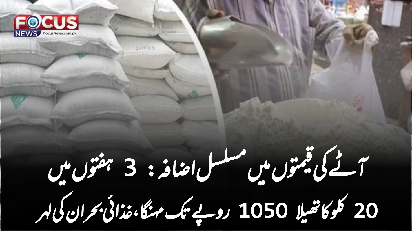 آٹے کی قیمتوں میں مسلسل اضافہ: 3 ہفتوں میں 20 کلو کا تھیلا 1050 روپے تک مہنگا، غذائی بحران کی لہر