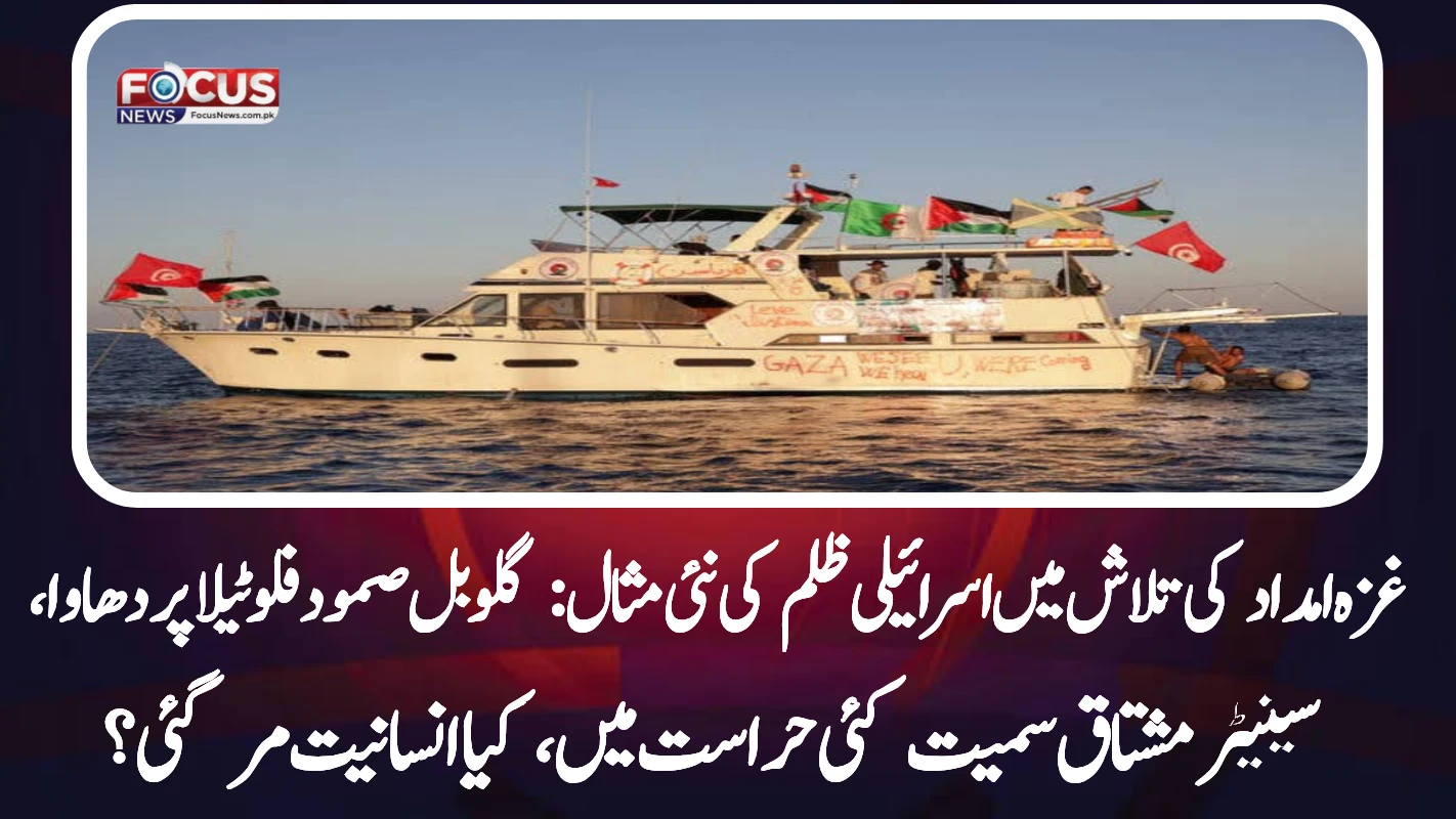 غزہ امداد کی تلاش میں اسرائیلی ظلم کی نئی مثال: گلوبل صمود فلوٹیلا پر دھاوا، سینیٹر مشتاق سمیت کئی حراست میں، کیا انسانیت مر گئی؟