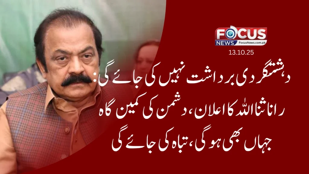 دہشتگردی برداشت نہیں کی جائے گی: رانا ثنااللہ کا اعلان — دشمن کی کمین گاہ جہاں بھی ہوگی، تباہ کی جائے گی”