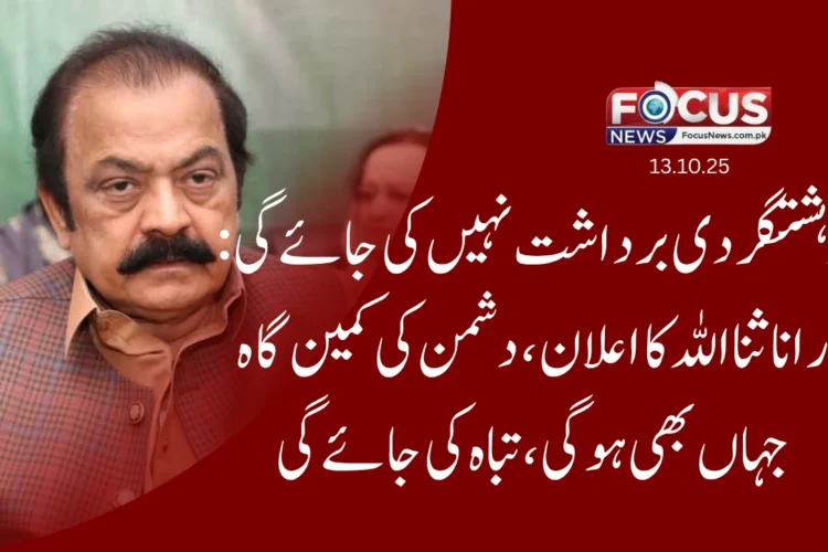 دہشتگردی برداشت نہیں کی جائے گی: رانا ثنااللہ کا اعلان — دشمن کی کمین گاہ جہاں بھی ہوگی، تباہ کی جائے گی"