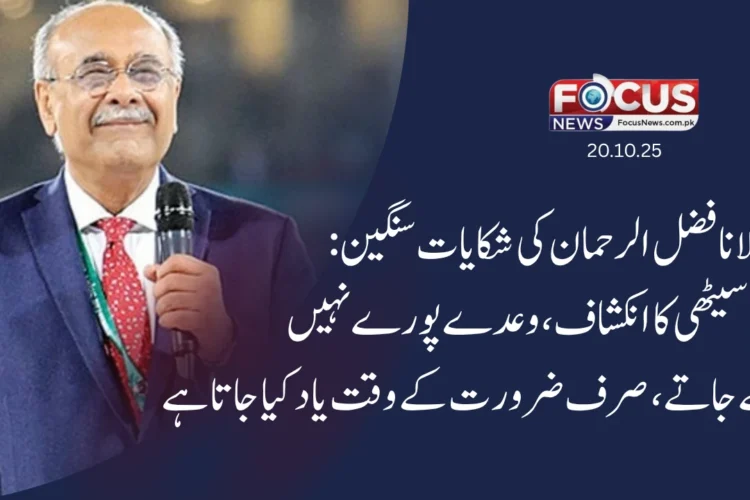 مولانا فضل الرحمان کی شکایات سنگین: نجم سیٹھی کا انکشاف — وعدے پورے نہیں کیے جاتے، صرف ضرورت کے وقت یاد کیا جاتا ہے"